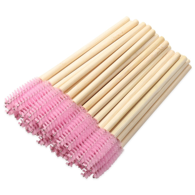 50Pcs Bamboo Handle Eyelash Brush Makeup Extension Mascara Applicator Makeup Tool
