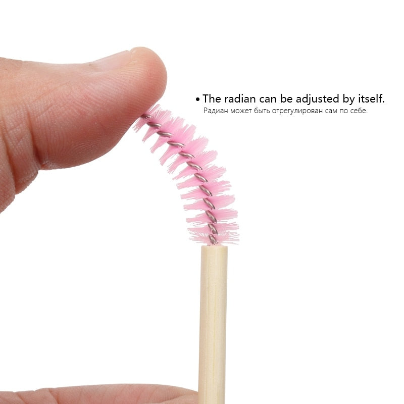 50Pcs Bamboo Handle Eyelash Brush Makeup Extension Mascara Applicator Makeup Tool